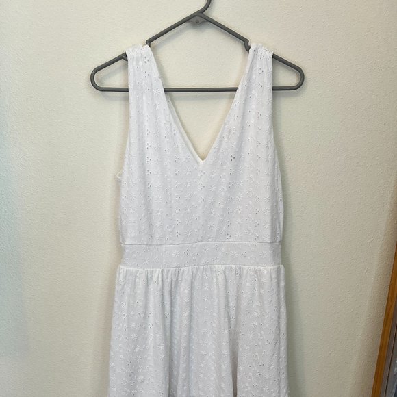 LOFT Eyelet Flounce Double V Dress - Picture 2 of 4